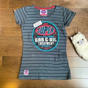 SUPERDRY Vintage Fitted Print Tee Rocker Gas & Oil Top S